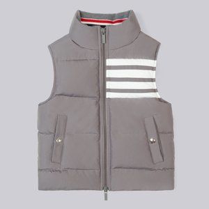 MEDIUM GREY RIPSTOP DOWNFILLED SLEEVELESS 4-BAR VEST 7/8Y